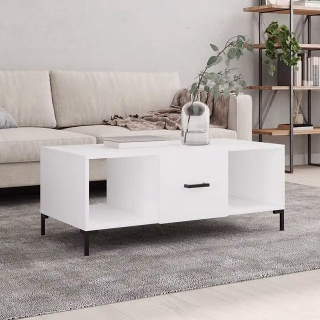 Berkfield Home Modern White Coffee Table, W/D/H: 102 x 50 x 40 cm