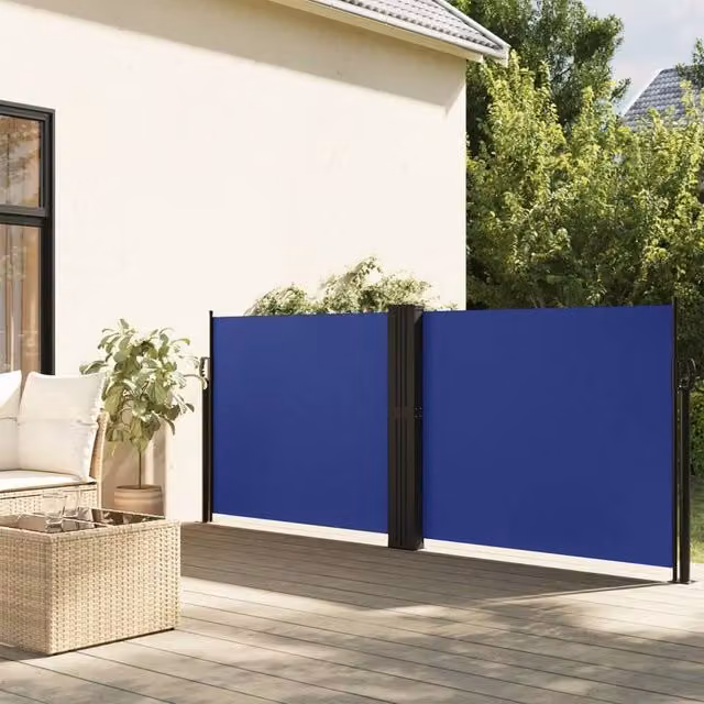 Berkfield Home Retractable Side Awning in Blue, W/H: 1000 x 140 cm – 1
