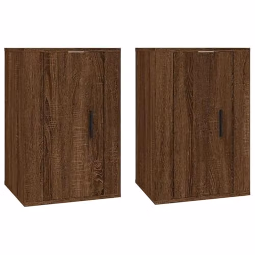 vidaXL Set of 2 Wall Mounted TV Cabinets in Brown Oak – 1