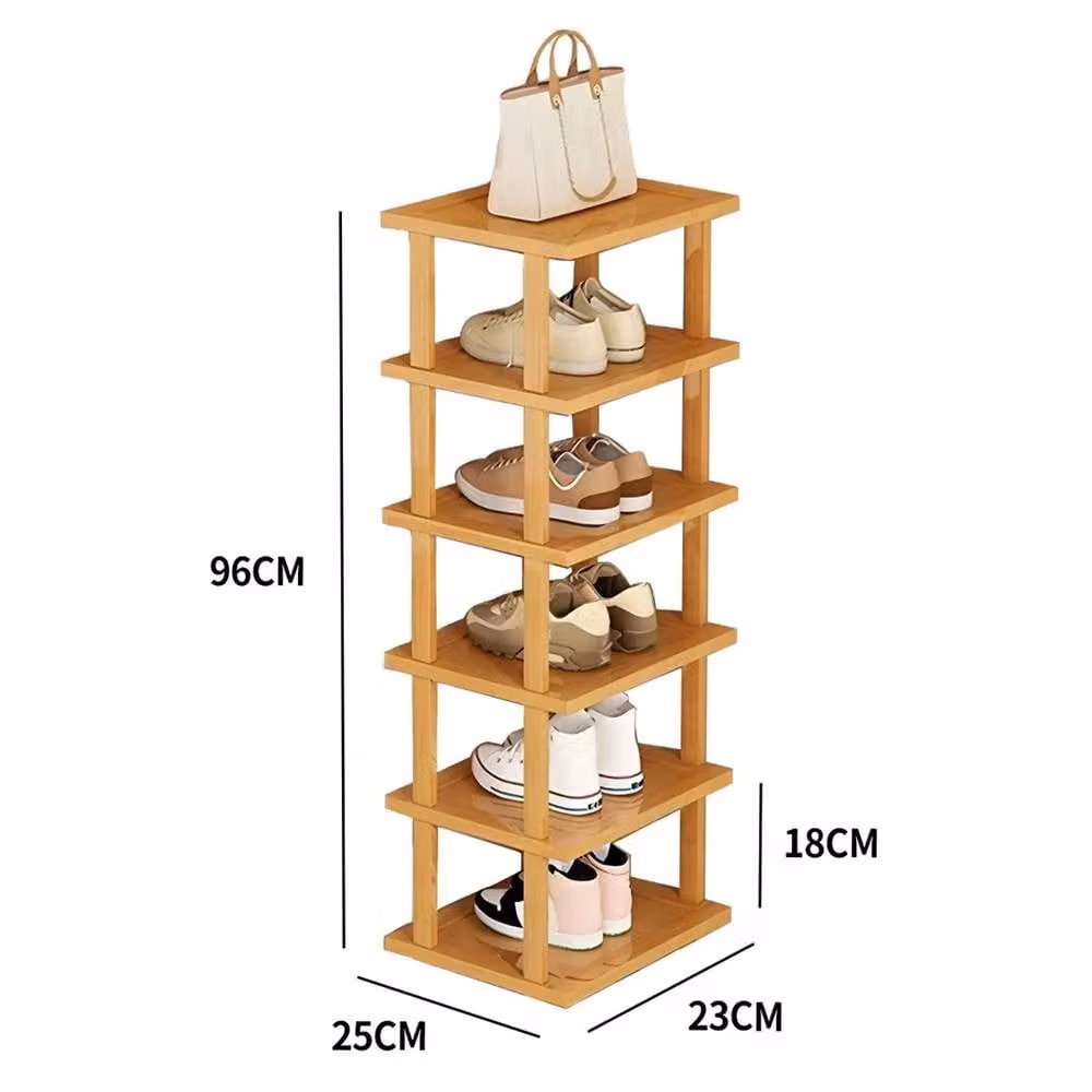 Nordara 6-Tier Freestanding Bamboo Shoe Rack Storage Organizer in Light Oak Brown – 2