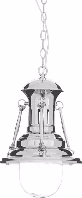 Fifty Five South Orsina Small Chrome Lighthouse Pendant Light with Transparent Glass Dome Shade – 1