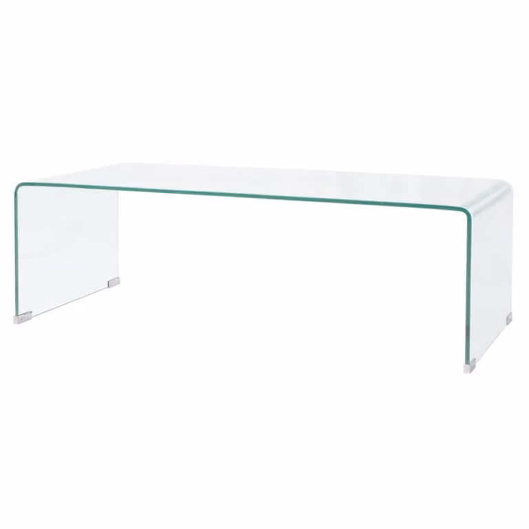 Berkfield Home Chic Modern Rectangular Tempered Glass Coffee Table in Clear, W: 98 cm, D: 45 cm, H: 30 cm