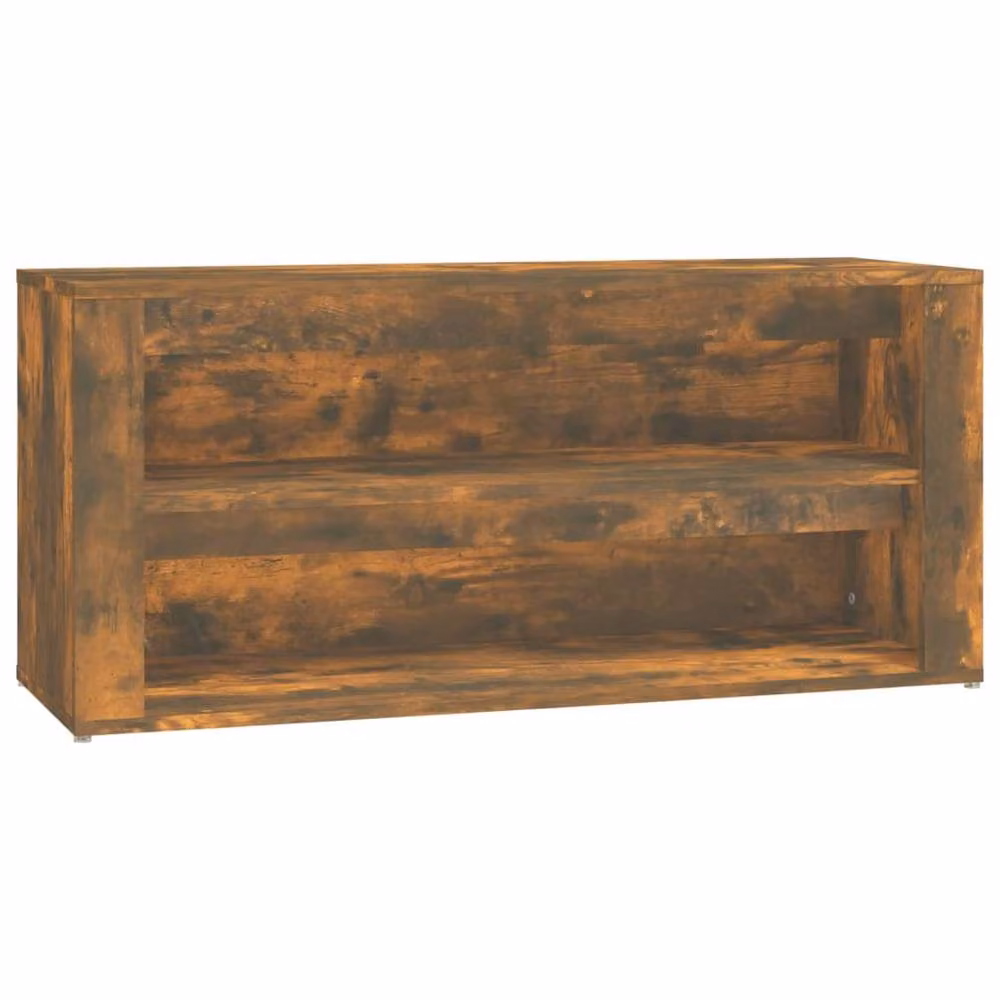 Berkfield Home Smoked Oak Shoe Rack in Brown, W/D/H: 100 x 35 x 45 cm – 2