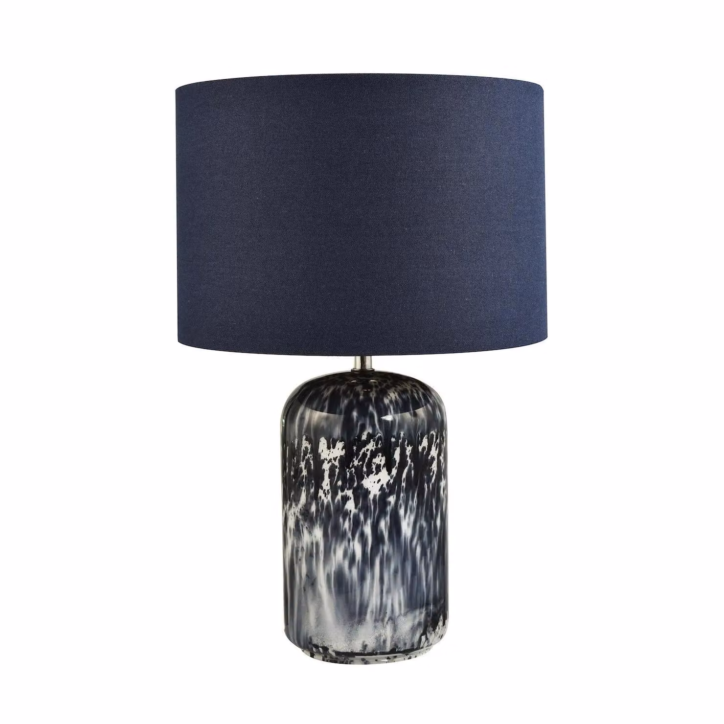 Happy Homewares Modern Marble Drip Snowflake Glass Table Lamp with Linen Shade in Midnight Blue, H 46 cm x W 30 cm – 4