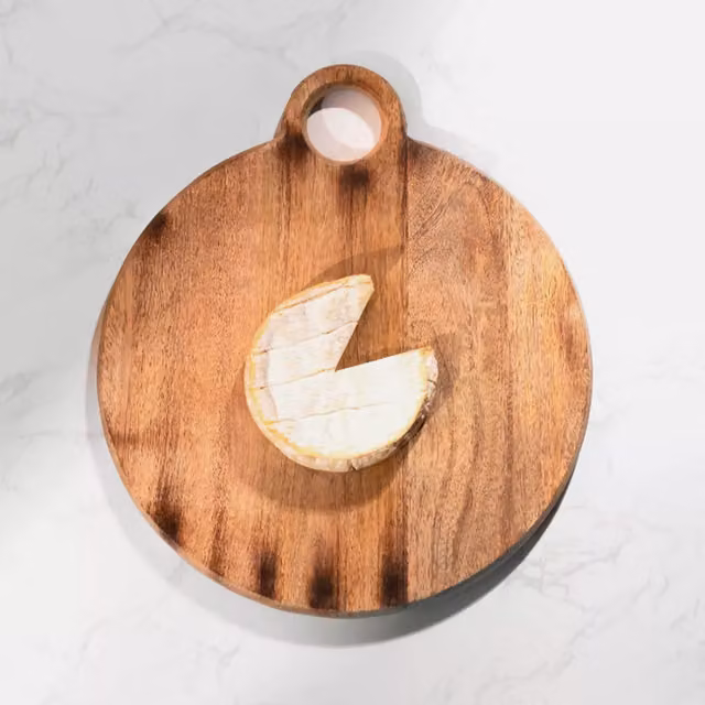 Marco Paul Round Wooden Pizza Cutting Platter in Brown