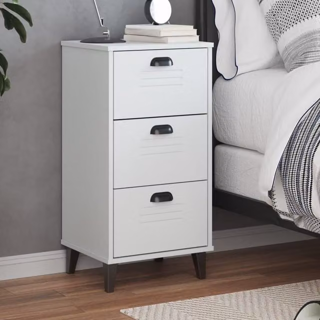 Berkfield Home VIKEN Bedside Cabinet in White Engineered Wood – 1