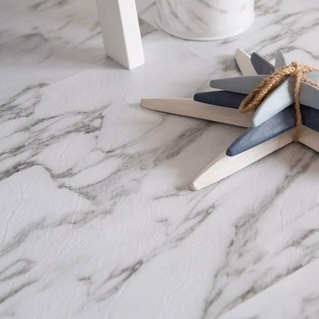 d-c-fix Self-Adhesive Marble Grey and White Stone Look Vinyl Floor Tiles, 10 x 1sqm