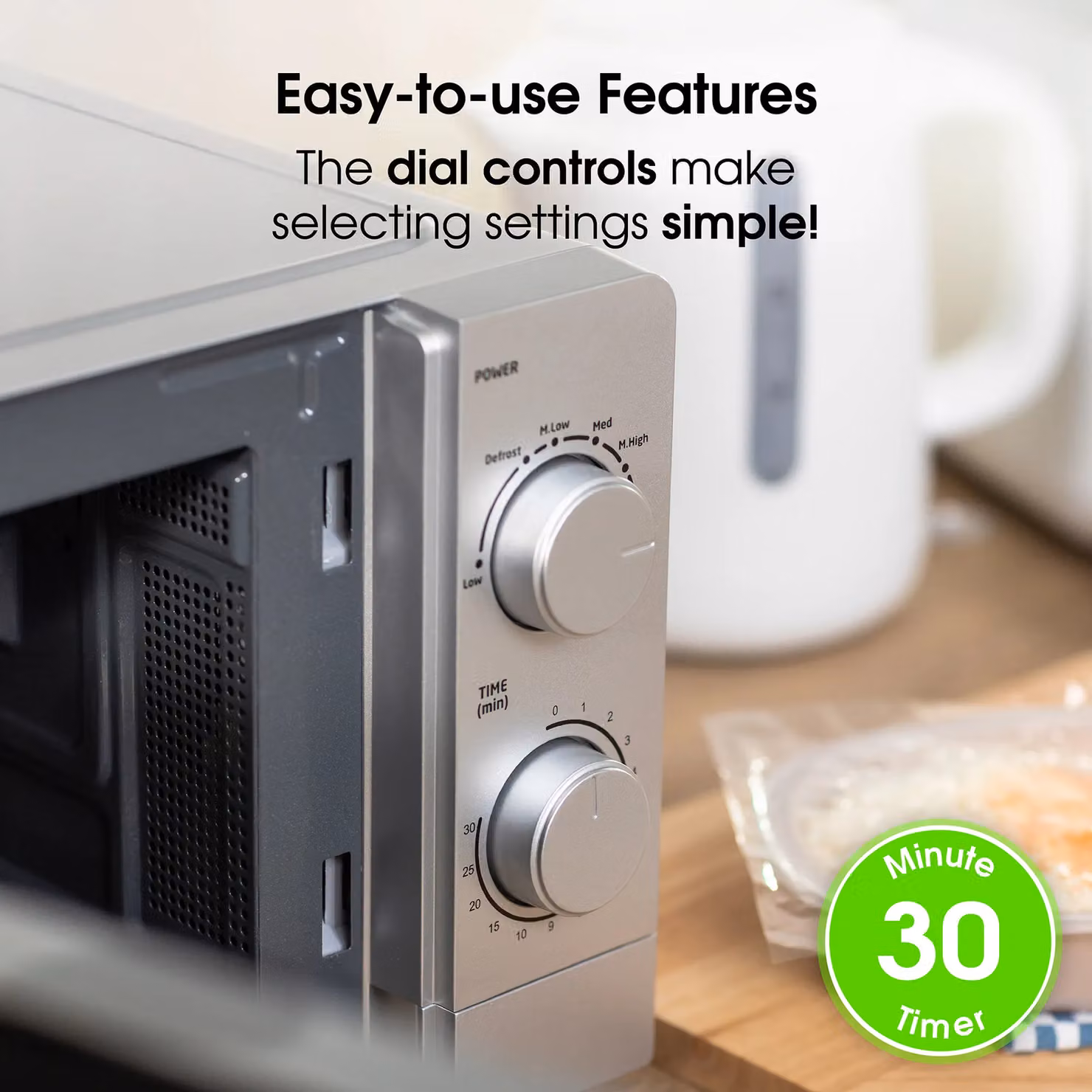 Abode AMM2005B 20 Litre 700W Manual Solo Microwave in Silver – 4
