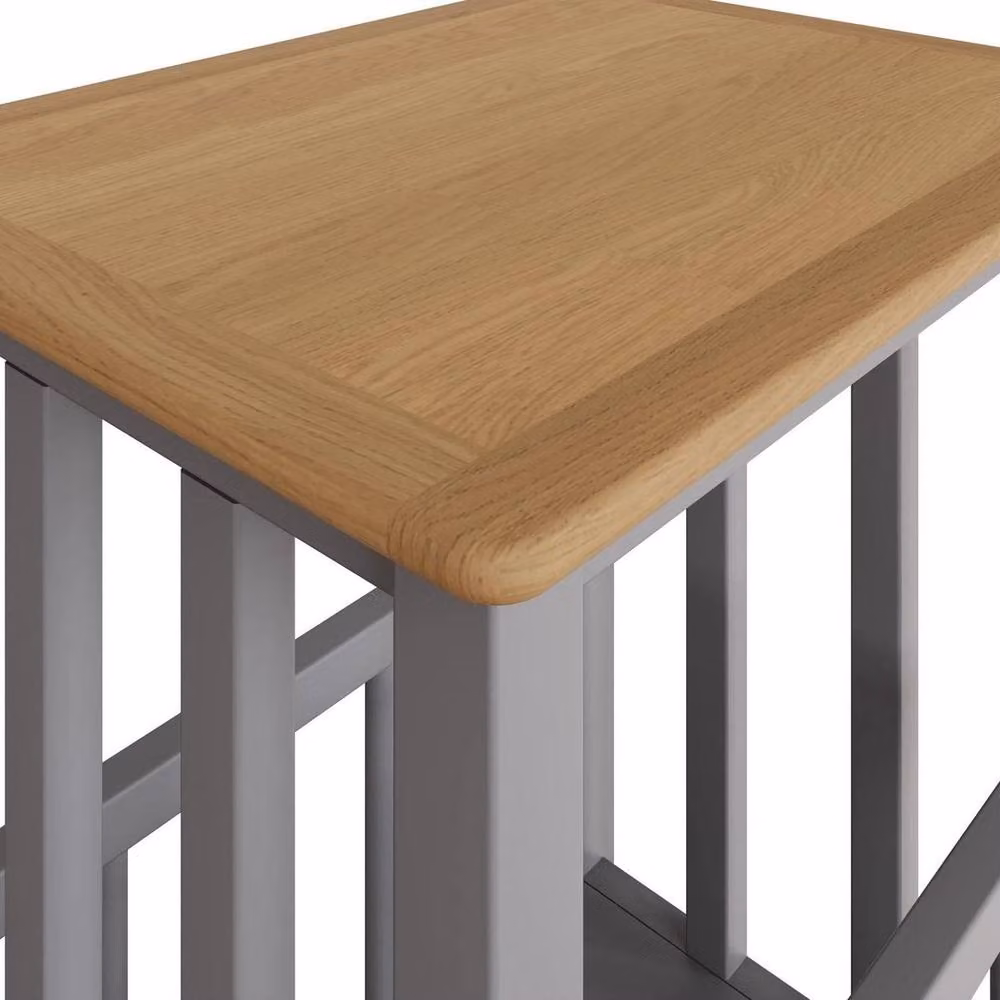 KORVIXA Grey Oak Veneer Side Table with Serving Tiers, W/D/H: 100 x 100 x 100 cm – 2