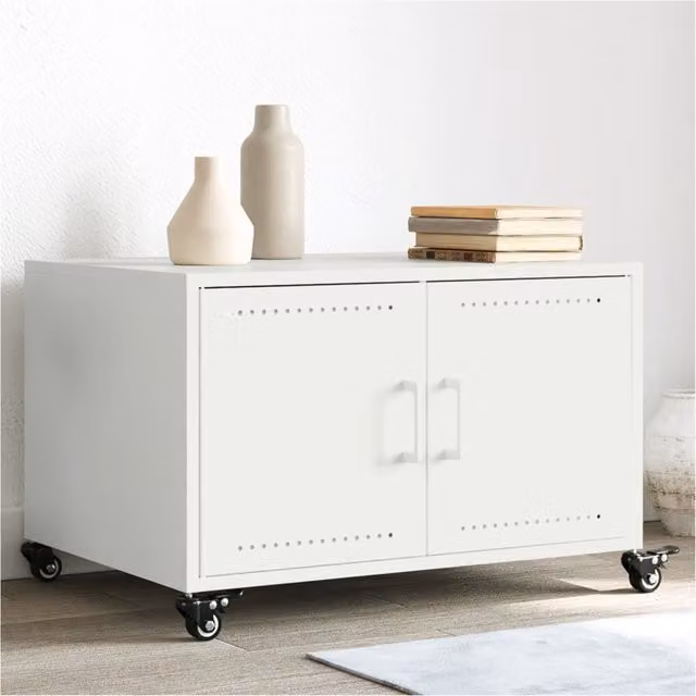 Berkfield Home White Metal Coffee Table W: 68 cm, D: 50 cm, H: 43.5 cm