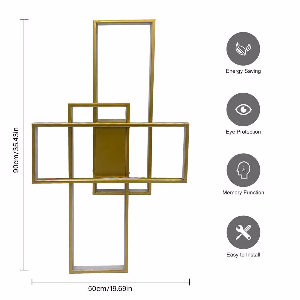 INMTFEI Modern Gold Geometric LED Ceiling Light with Dimmable Adjustable Lighting – 4