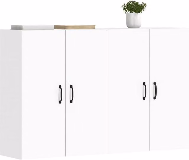 Berkfield Home Wall Mounted Cabinets in White, Set of 2