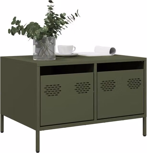 Berkfield Home Industrial TV Cabinet in Matt Olive Green, W/D/H: 68 x 50 x 43.5 cm – 1