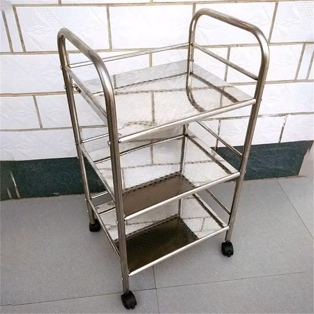 Nordara 3 Tier Stainless Steel Kitchen Trolley Cart in Silver, W/D/H: 76 x 32 x 50 cm – 1