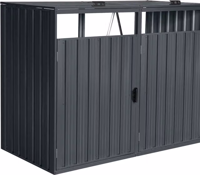Agadon Freestanding Metal Bin Store in Anthracite Grey for 2 Bins