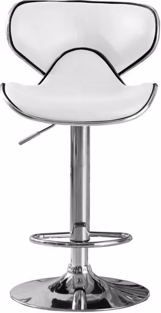netfurniture Polsode Bar Stool Set of 2 in White PU Leather and Chrome