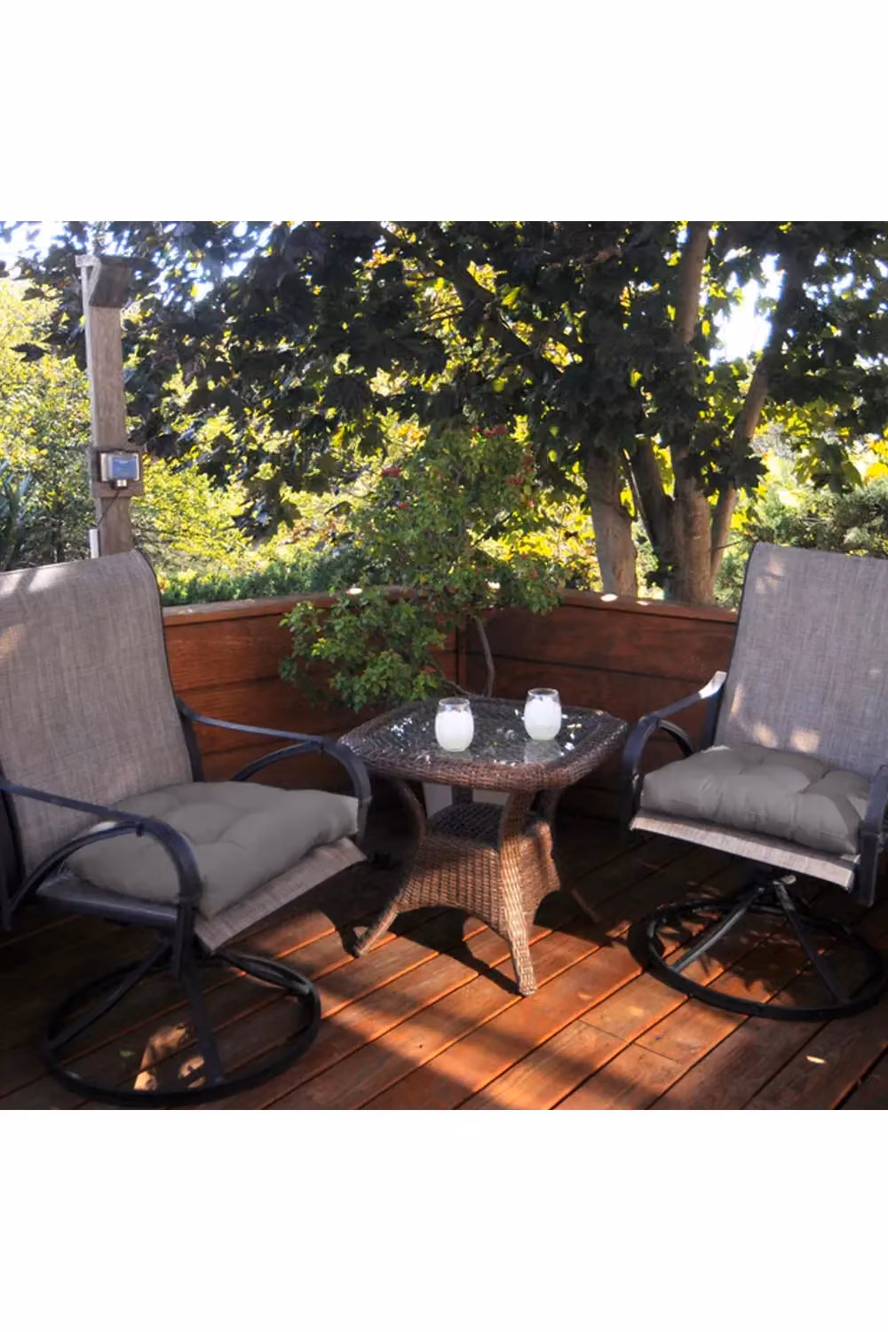 Living and Home Set of 2 Quilted Outdoor Tufted Chair Cushions in Dark Grey – 2