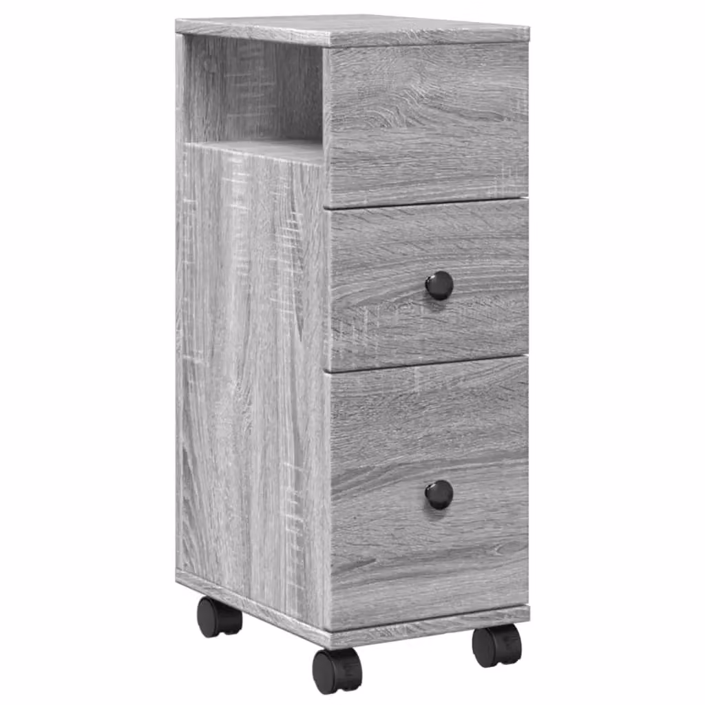 Berkfield Home Narrow Freestanding Bathroom Cabinet with Wheels in Grey Sonoma Matt Finish – 2