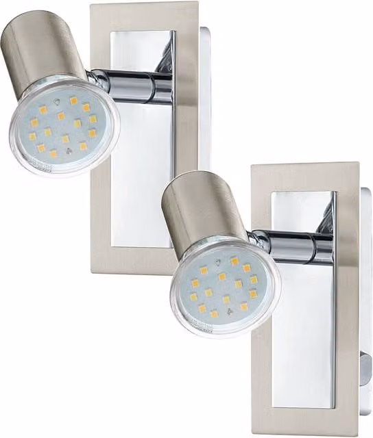 Loops 2 Pack Chrome Wall Lights with Transparent Glass Cylinder and Rocker Switch GU10