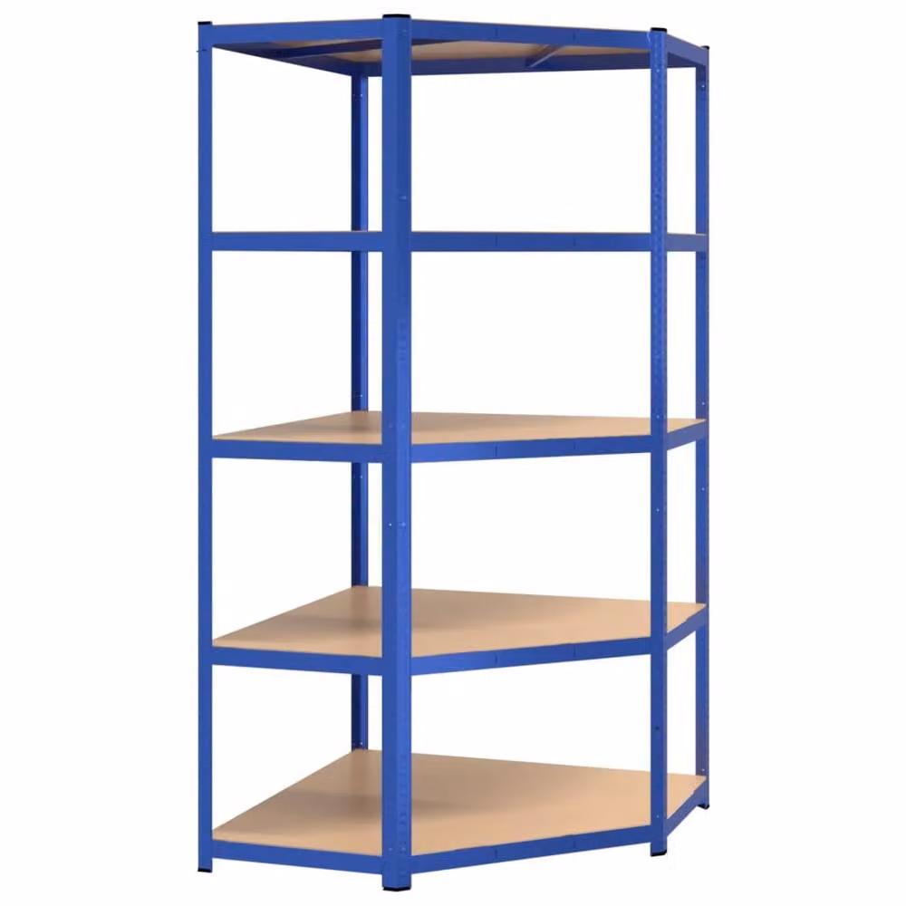 Berkfield Home 5-Layer Corner Shelf in Blue with Adjustable Shelves, H 180 x W 90 x D 90 cm – 3