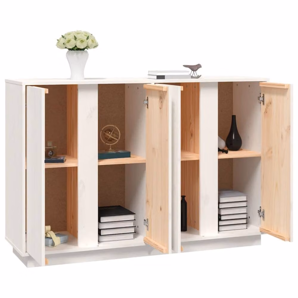 Berkfield Home White Solid Wood Pine Sideboard, W/D/H: 120 x 35 x 80 cm – 2