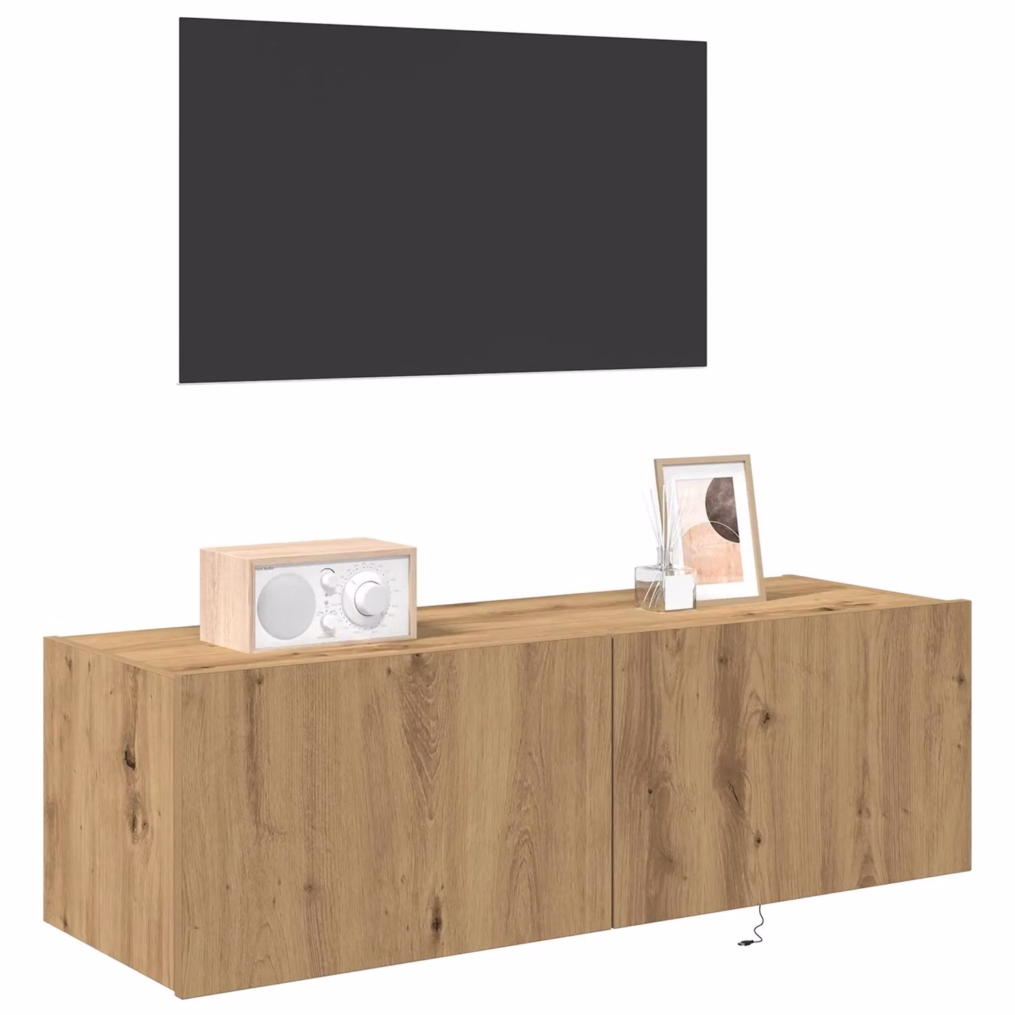 Berkfield Home Artisan Oak TV Wall Cabinet with Integrated LED Lights, Brown, W: 100 cm, D: 35 cm, H: 31 cm – 3