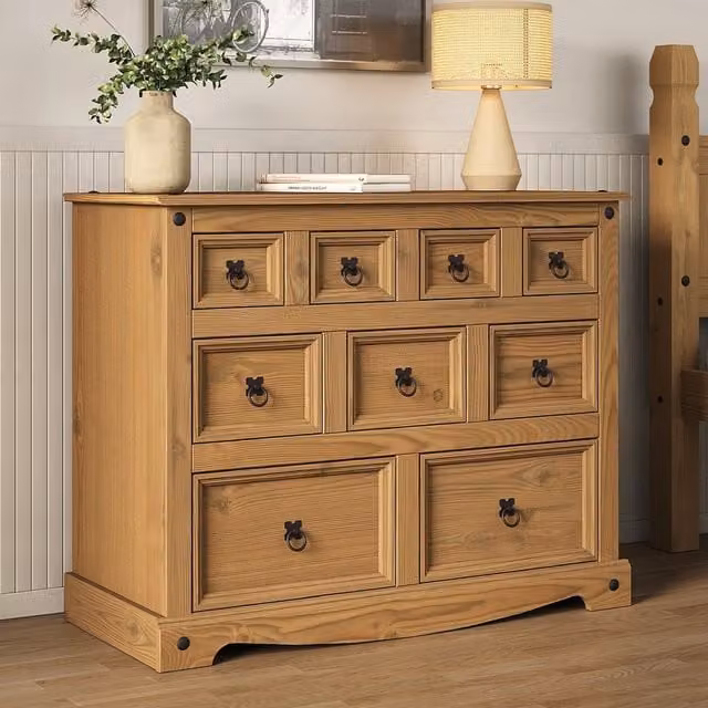 Mews Waxed Pine Rustic Brown Freestanding Chest of Drawers