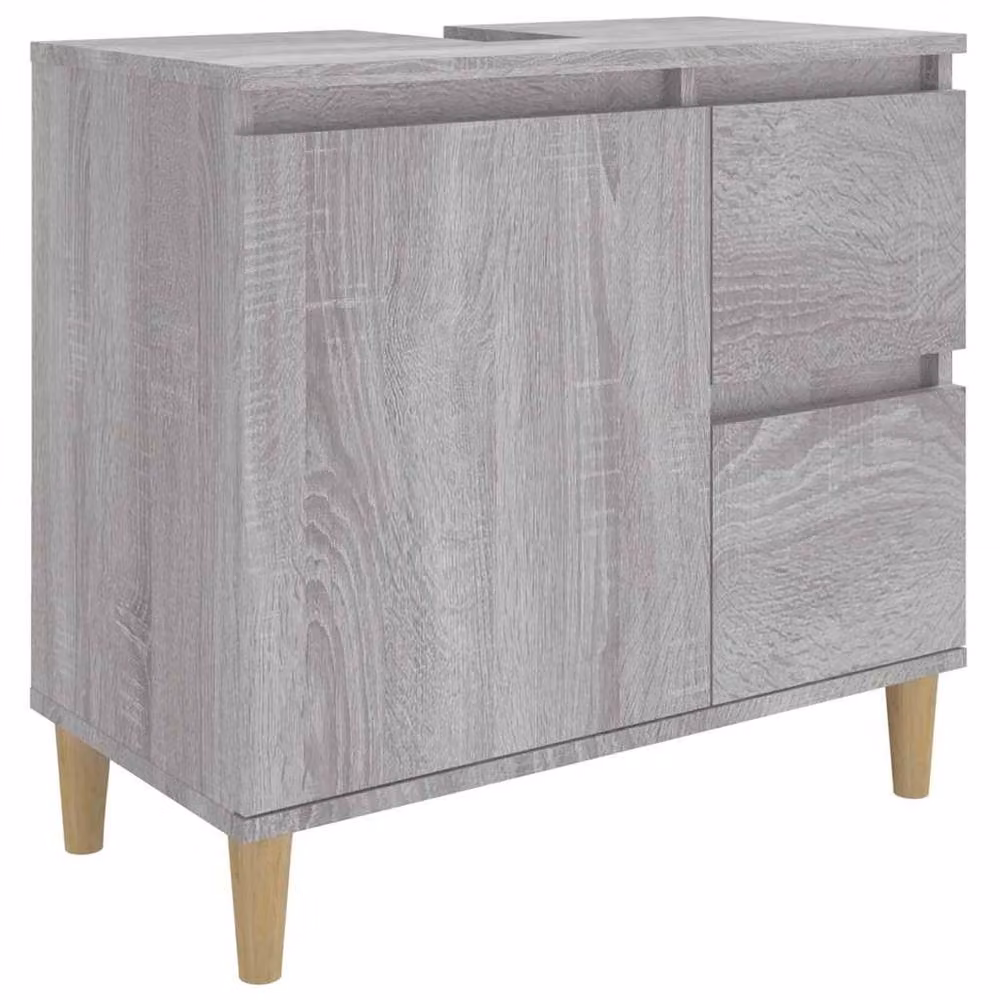 Berkfield Home Grey Sonoma Freestanding Bathroom Cabinet with Hinged Doors and Drawers, W/D/H: 65 x 33 x 60 cm – 2