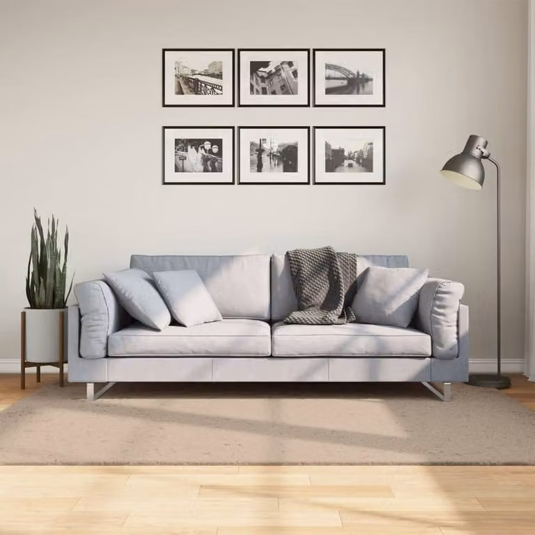 Berkfield Home HUARTE Short Pile Washable Soft Rug in Sand, W/D/H: 140 x 200 cm