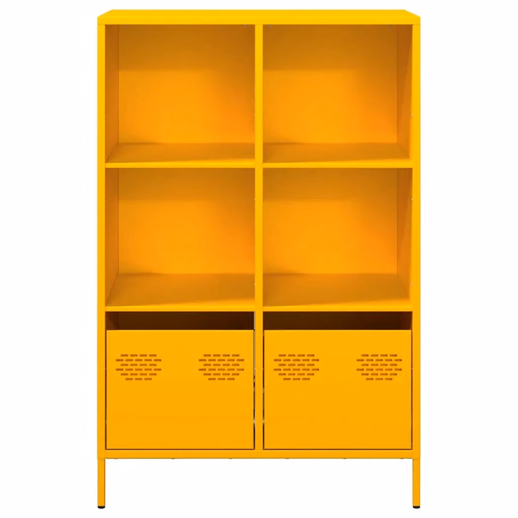 Berkfield Home Mustard Yellow Steel Highboard W/D/H: 68 x 39 x 103.5 cm – 3