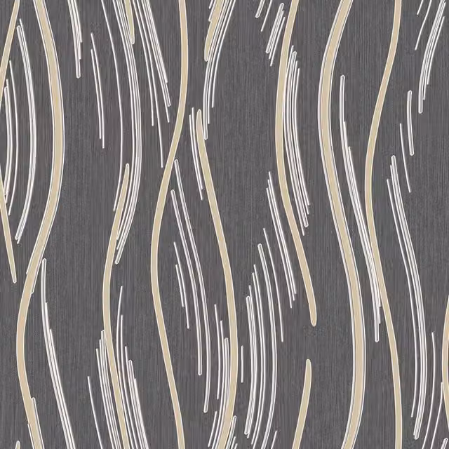 World of Wallpaper Shimmer Wave Textured Abstract Wallpaper in Black and Grey