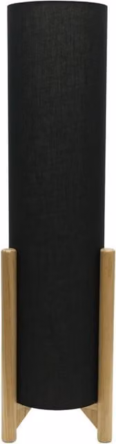 ValueLights Henry Grey Oak Effect Wooden Midi Floor Lamp with Cylinder Fabric Shade and LED Bulb