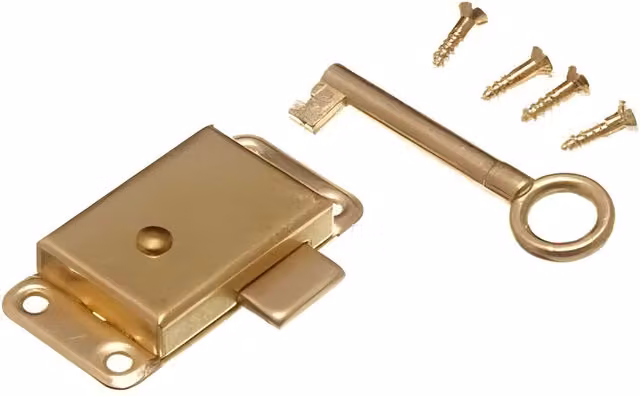 Dzina Wardrobe Cupboard Drawer Cabinet Door Lock and Key with Screws, 50mm, Silver