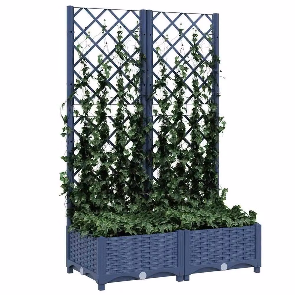 Berkfield Home Garden Planter with Trellis in Dark Grey, W: 80 cm, D: 40 cm, H: 121.5 cm – 3