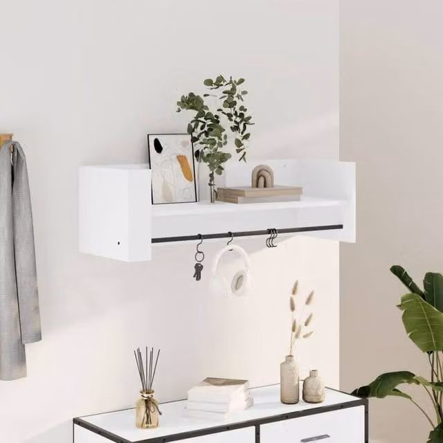 Berkfield Home White Wall Mounted MDF Shelf W/D/H: 100 x 35 x 30.5 cm