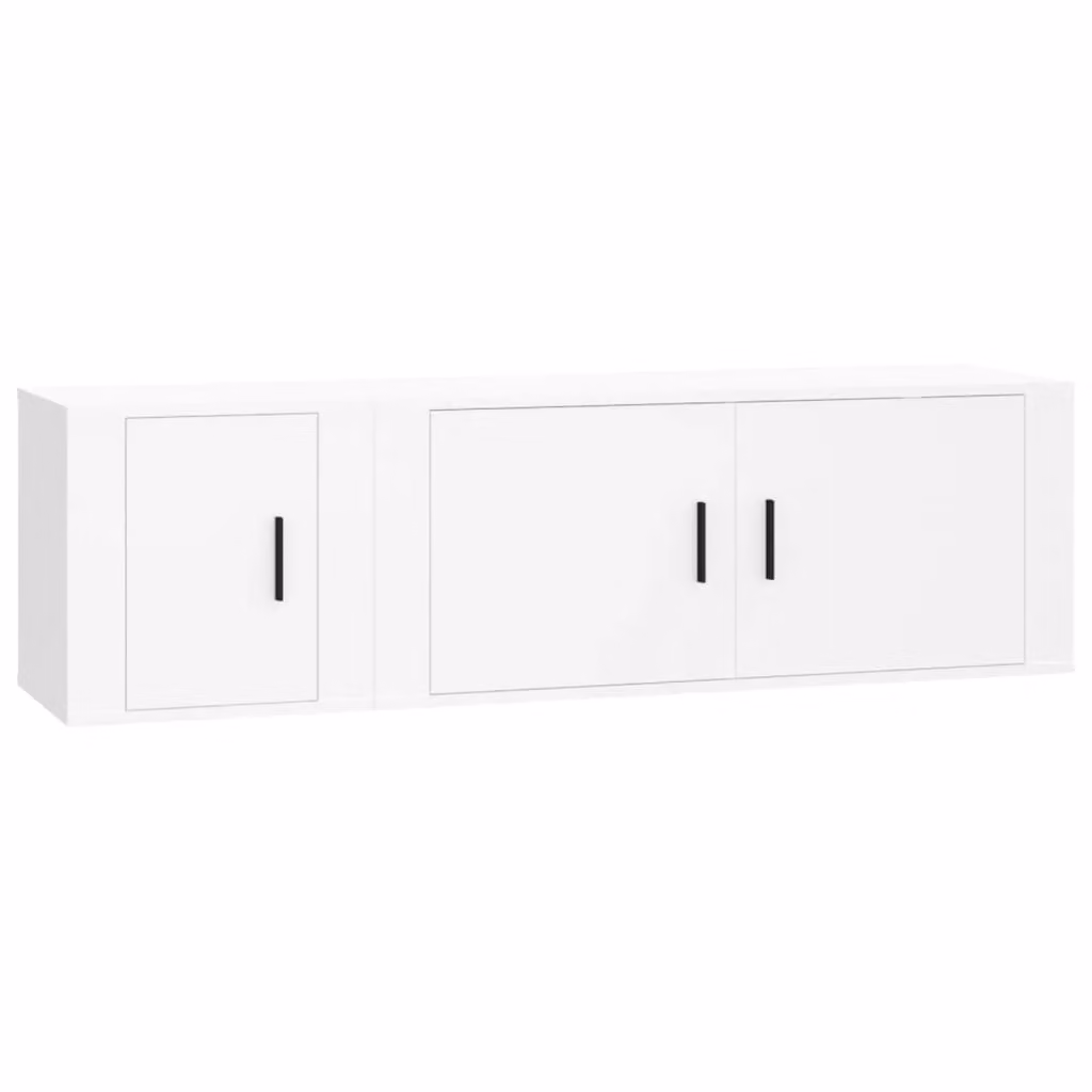 Berkfield Home 2 Piece Classic White Wall Mounted TV Cabinet Set in Engineered Wood – 2