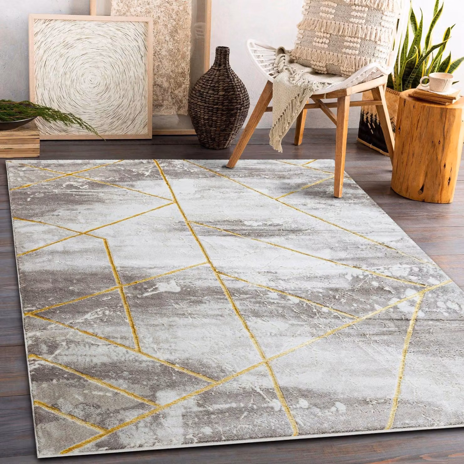 RugsX Core Geometric Modern Rug in Beige, W: 160 cm, D: 220 cm – 2