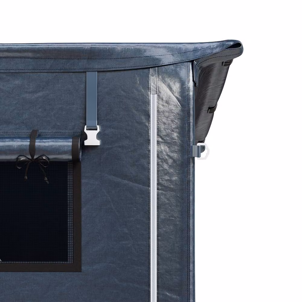 Living and Home Outdoor Garden Storage Shelter in Dark Grey with Roll-Up Zipper Door and Window, W/D/H: 91.44 x 91.44 x 190 cm – 5