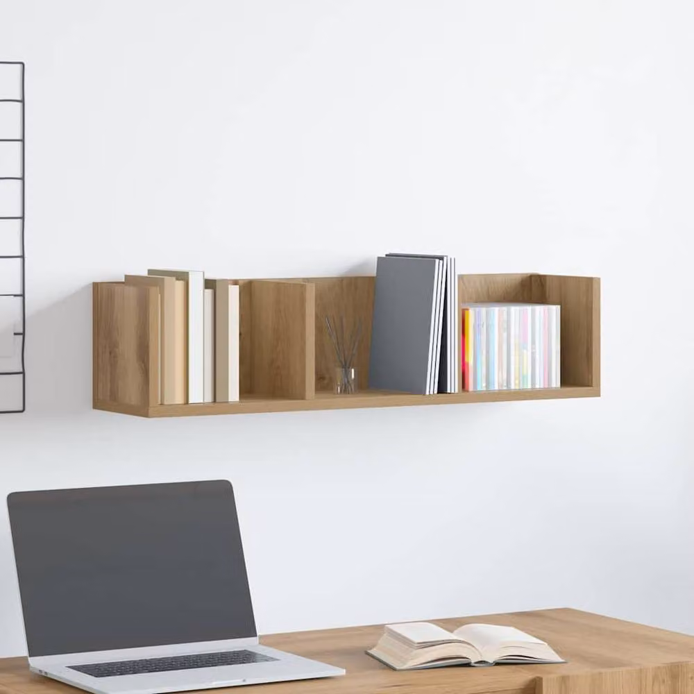 Berkfield Home Artisan Oak Decorative CD Wall Shelf, Brown, W/D/H: 75 x 18 x 18 cm – 2
