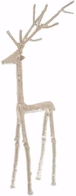 Lemon Pavilion Silver Metal Standing Stag Ornament, W: 30 cm, L: 16 cm, H: 56 cm