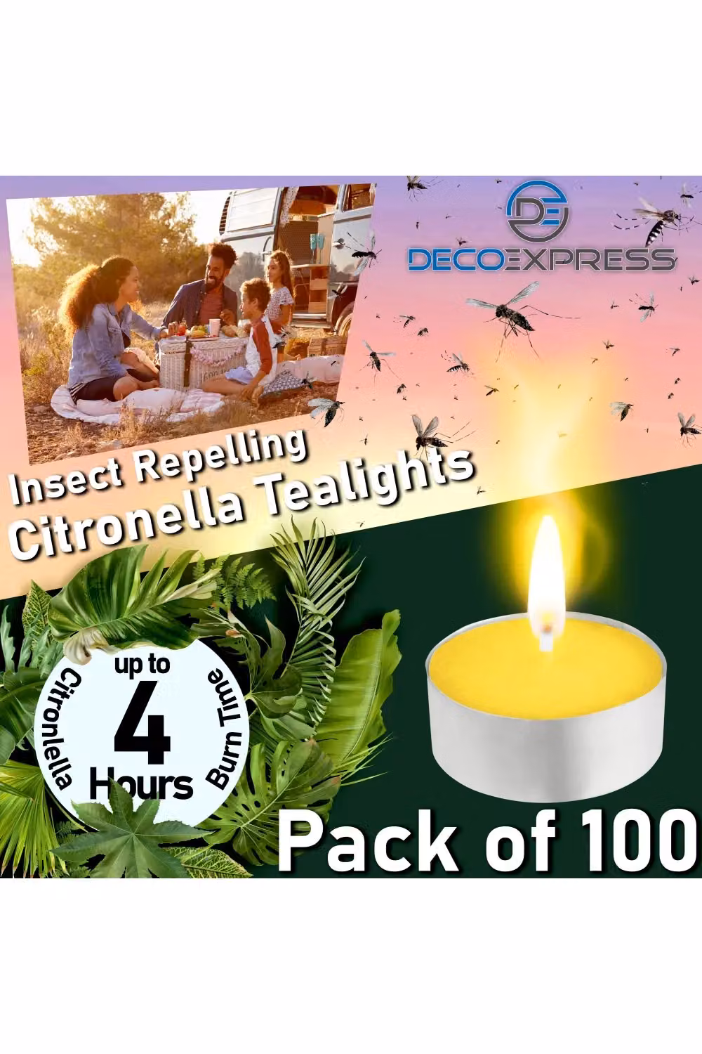 Deco Express Citronella Candles, Yellow, Pack of 100 – 2