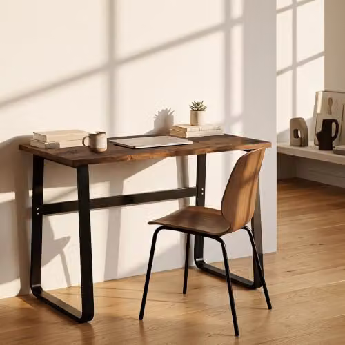 HOMCOM Industrial Computer Desk in Brown and Black, W/D/H: 100 x 58 x 74.5 cm – 6