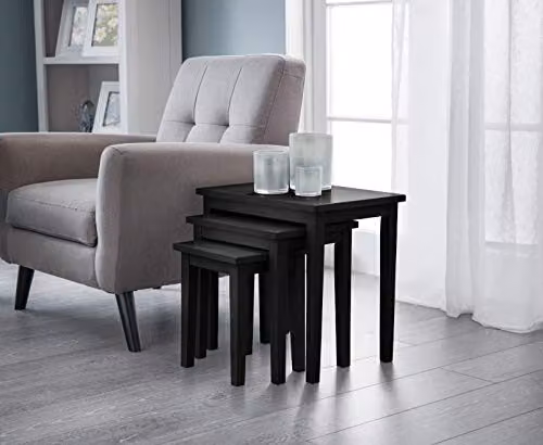 Julian Bowen Cleo Nest of 3 Side Tables in Black Rubberwood – 2