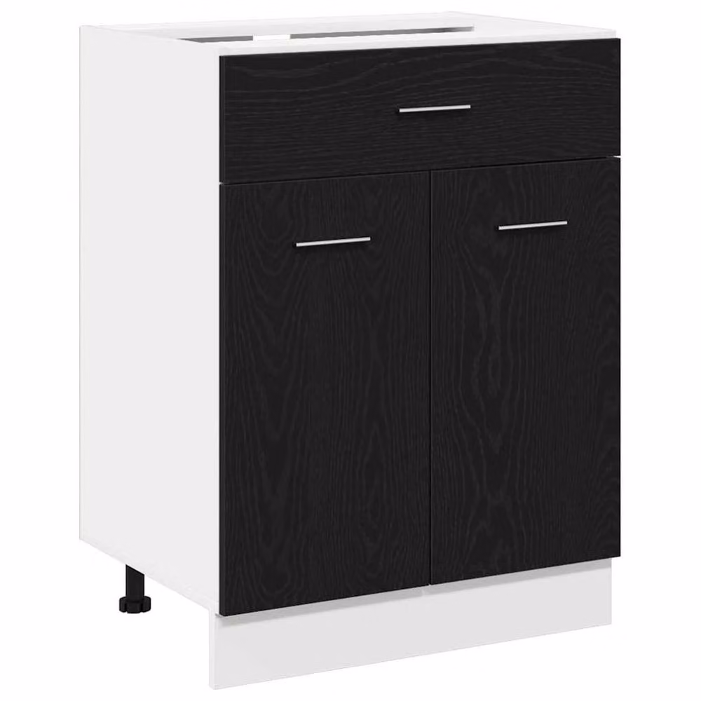 Berkfield Home Modern Black Oak Drawer Base Cabinet, W/D/H: 60 x 46 x 81.5 cm – 3