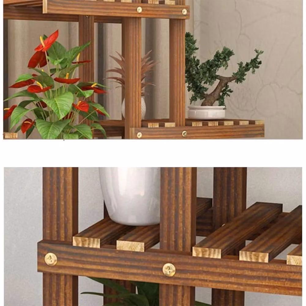 Kelvenix 5 Tier Brown Wood Indoor Plant Stand – 2