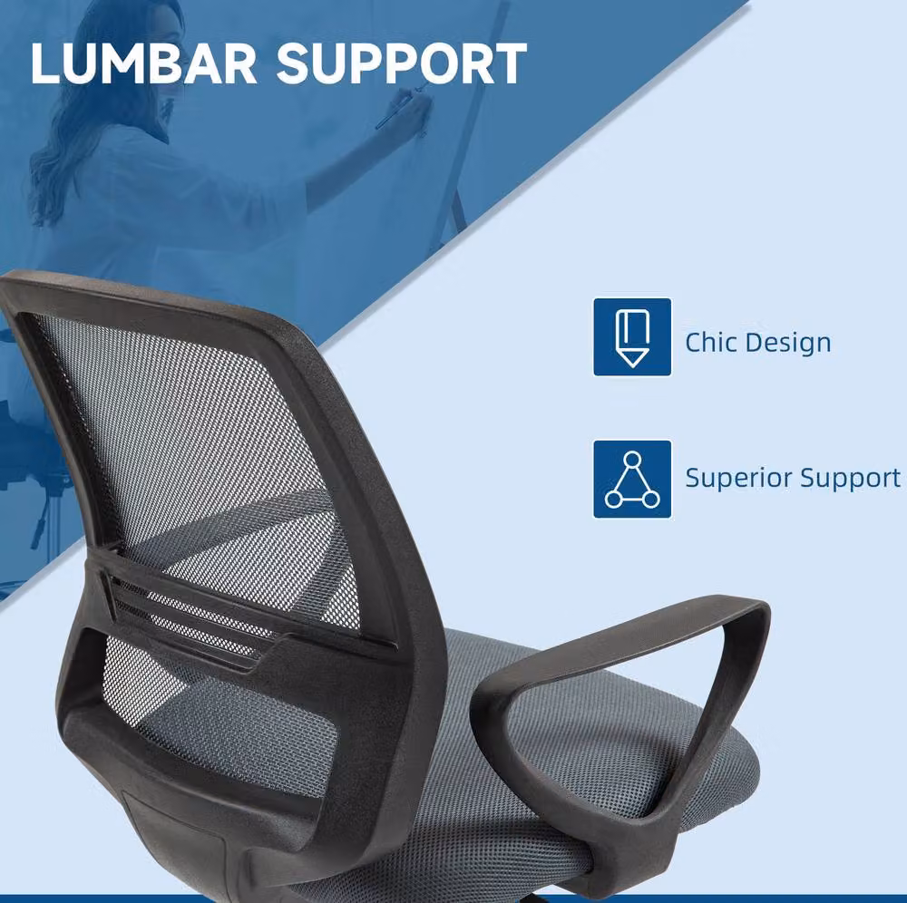 STILVORA Grey Fabric Mesh Tall Office Task Chair with Footrest and Armrests – 4