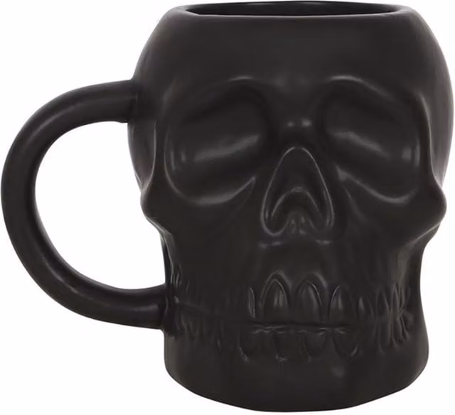 KDMK Ceramic Matte Skull Mug in Black, 500 ml