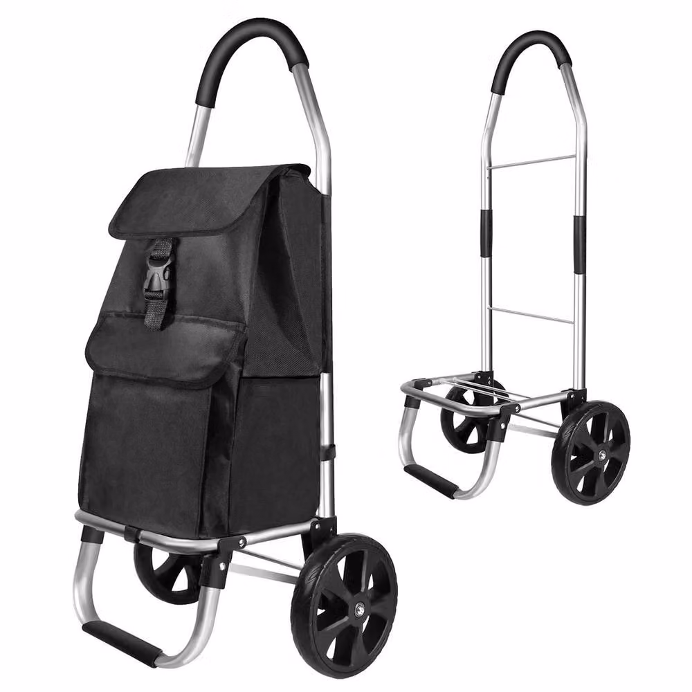 VOGREX 40L 2-in-1 Folding Wheeled Shopping Trolley Bag in Black – 2