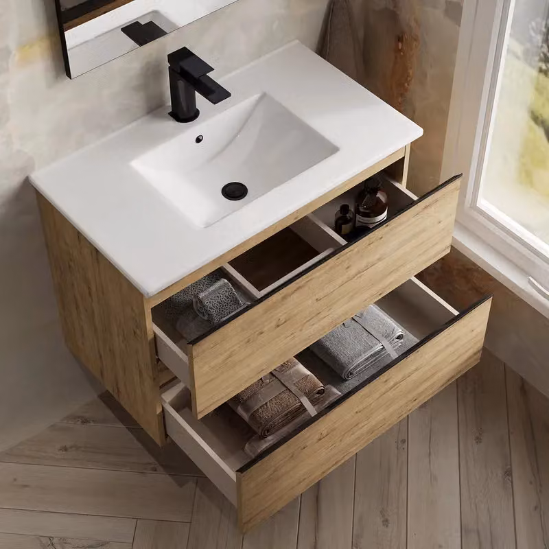 Banyetti Vatilla 800mm Wall Hung Vanity Unit with Lira Basin in Ostippo Light Oak – 3