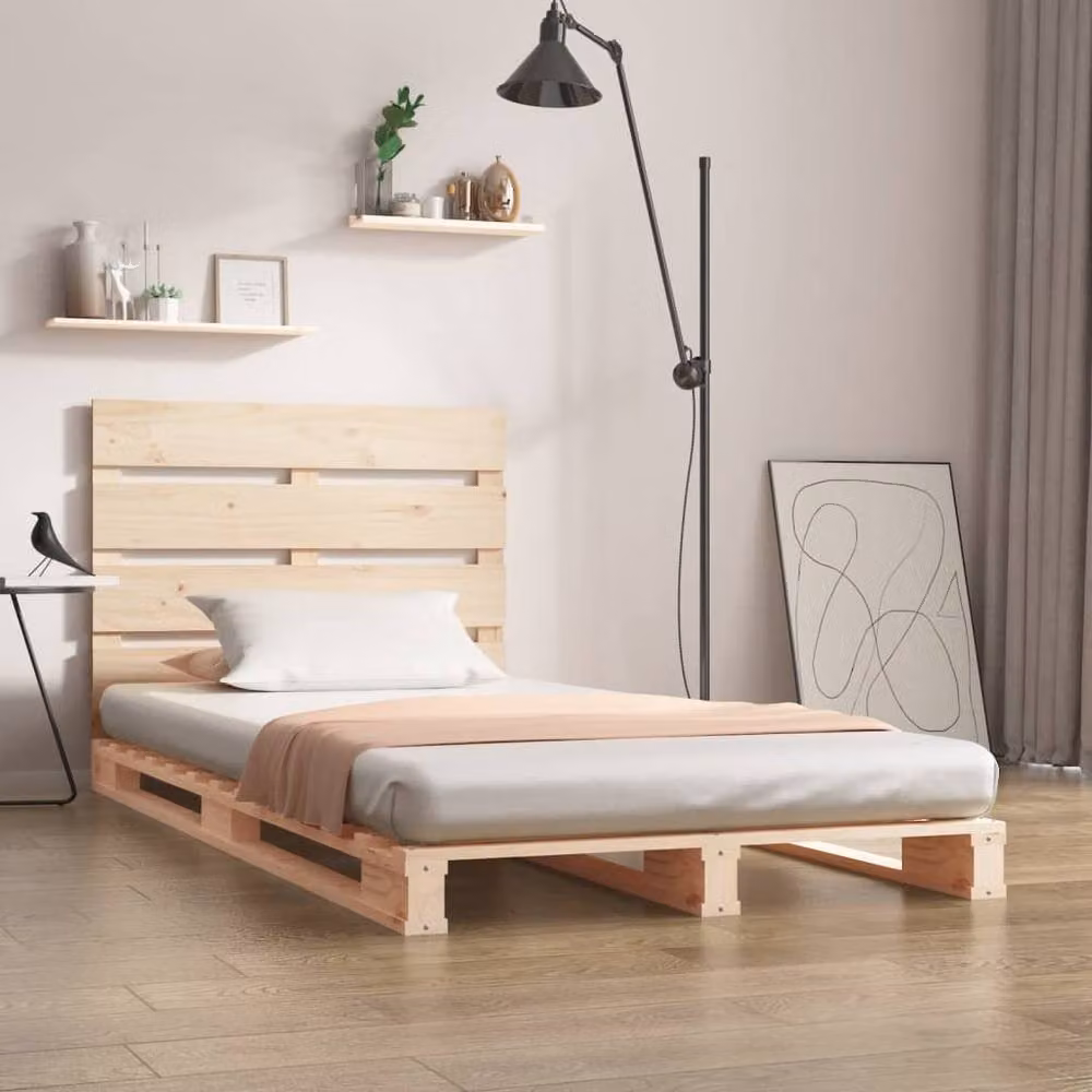 Berkfield Home Modern Solid Pine Wood Bed Frame, Beige, W: 90 cm, D: 200 cm – 2